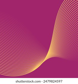 Abstract background with waves. Vector banner with lines. Background for music album, poster, card, advertisement. Geometric element for design isolated on pink. Pink and yellow gradient