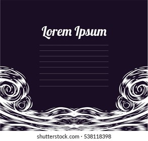 Abstract background with waves. Vector isolated illustration.Postcard. Frame.