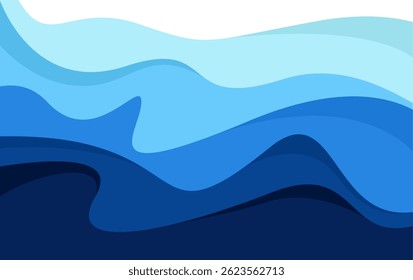 Fundo abstrato com vetor de ondas. fundo de onda azul de papel