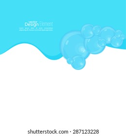 Abstract background with waves of water and bubbles. 