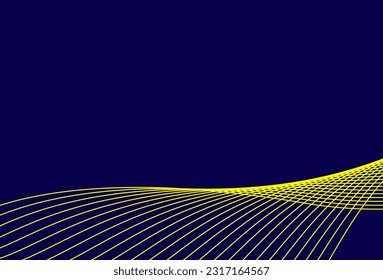 Abstract background waves yellow on dark blue background.