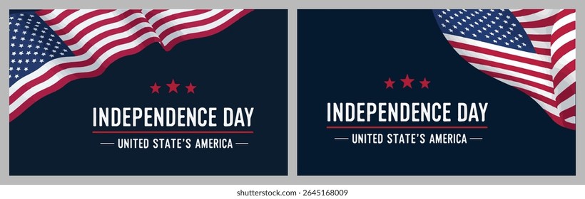 Fundo abstrato com bandeira americana e tipografia elegante para o Dia da Independência