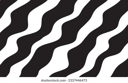Abstract background with wavy black lines. Background with zebra stripes. Vector Illustration.