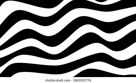 Abstract background of wavy black and white lines. Vector illustration.