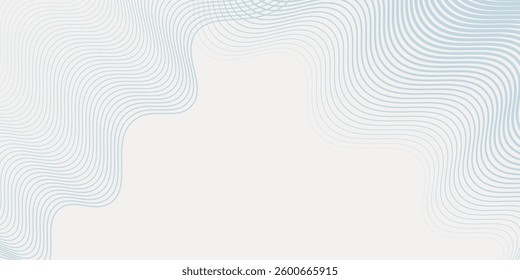 Abstract background with wavy blue lines on a white background. The blue lines create a flowing, textured pattern on the white surface. Minimal abstract gradient wavy line modern