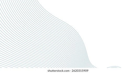 Abstract background with wavy blue lines on a white background. The blue lines create a flowing, textured pattern on the white surface. Minimal abstract gradient wavy line vector background