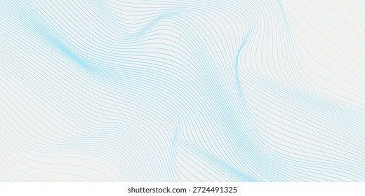 Fondo Abstractas con líneas azules onduladas sobre un fondo blanco. Las líneas azules crean un patrón fluido y texturizado en la superficie blanca. Fondo de Vector de línea ondulada de gradiente abstracto mínimo