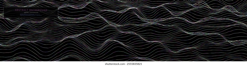 Abstract  background  wavy from color  lines on blue. Technology texture effect concept.