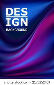 Abstract background with wavy colorful lines and gradient transitions. Purple and blue cover with blur. Design minimalistic cover. Beautiful unfocused background with wavy objects