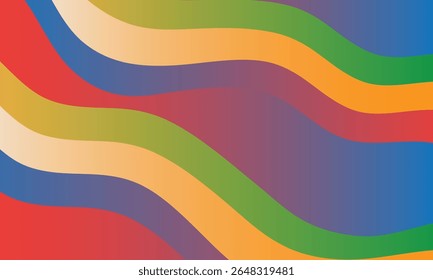 Abstract background with wavy, colorful stripes.