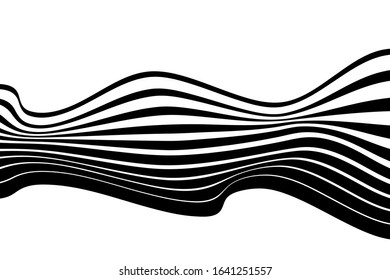 Abstract background with wavy, curved lines. Vector illustration of striped pattern with optical illusion