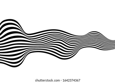 Abstract background with wavy, curved lines. Vector illustration of striped pattern with optical illusion