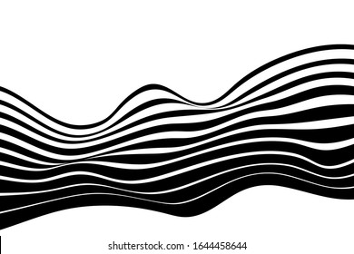 Abstract background with wavy, curved lines. Vector illustration of striped pattern with optical illusion