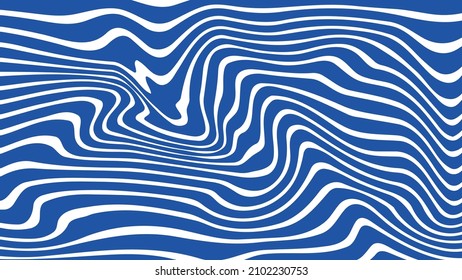 Abstract background with wavy, curved lines. Blue vector for design. Illustration of striped pattern with. Optical illusion.