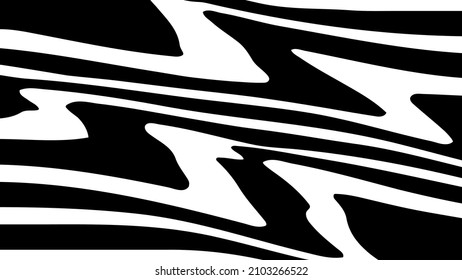 Abstract background with wavy, curved lines. black and white vector for design. Illustration of striped pattern with. Optical illusion.