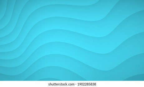 Abstract background of wavy curved stripes with shadows in light blue colors