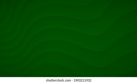 Abstract background of wavy curved stripes with shadows in green colors