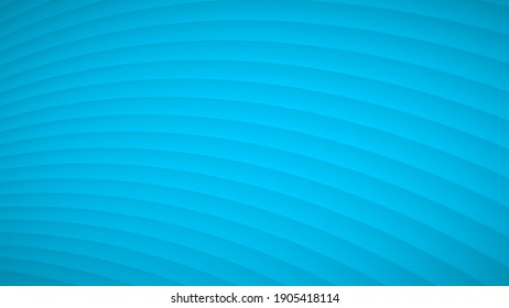 Abstract background of wavy curved stripes with shadows in light blue colors