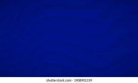 Abstract background of wavy curved stripes with shadows in blue colors