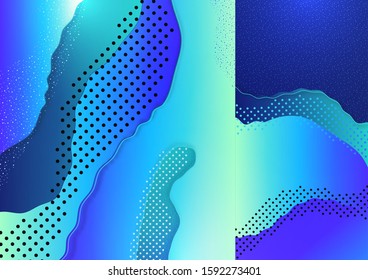 Abstract background with wavy elements and dots. Bright gradient colors. Modern template for your design. Vector illustration
