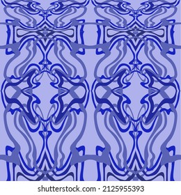 Fondo abstracto de líneas onduladas en tonos azules. Patrones de caleidoscopio poco comunes