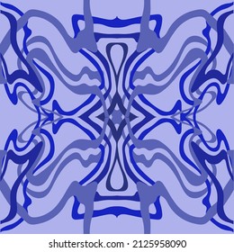 Abstract background of wavy embossed lines in blue shades. Intricate unusual kaleidoscope patterns