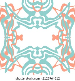 Abstract background of wavy embossed lines in blue and pink shades. Intricate unusual kaleidoscope patterns