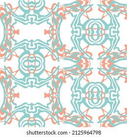 Abstract background of wavy embossed lines in blue and pink shades. Intricate unusual kaleidoscope patterns