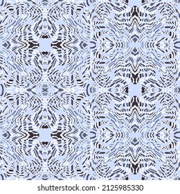 Abstract background of wavy embossed lines in blue shades. Intricate unusual kaleidoscope patterns. Openwork lace