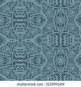 Fondo abstracto de líneas onduladas en tonos azules. Patrones inusuales e intrincados del caleidoscopio. Lazo de apertura
