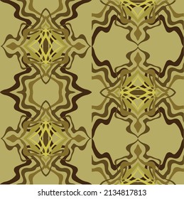 Abstract background of wavy embossed lines in brown tones. Intricate unusual kaleidoscope patterns. Openwork lace