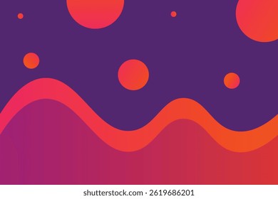 Abstract background with wavy flow and circular blob effect gradient color banner.
