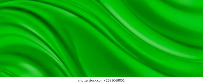 Abstract background with wavy folded surface in green colors