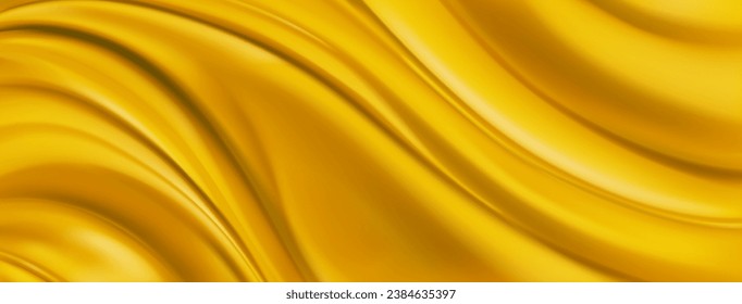 Abstract background with wavy folded surface in yellow colors