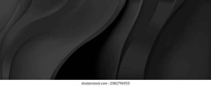 Abstract background with wavy folds in black colors