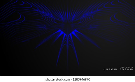Abstract background of wavy futuristic blue lines. The blue line forms the background of the abstract vector