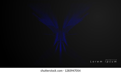 Abstract background of wavy futuristic blue lines. The blue line forms the background of the abstract vector