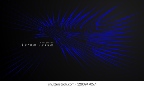 Abstract background of wavy futuristic blue lines. The blue line forms the background of the abstract vector