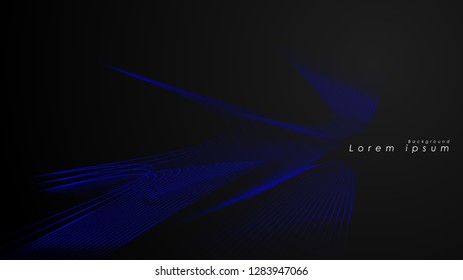 Abstract background of wavy futuristic blue lines. The blue line forms the background of the abstract vector