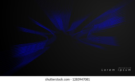 Abstract background of wavy futuristic blue lines. The blue line forms the background of the abstract vector