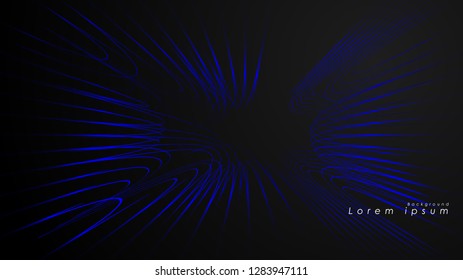 Abstract background of wavy futuristic blue lines. The blue line forms the background of the abstract vector