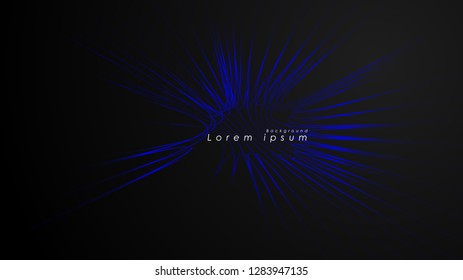 Abstract background of wavy futuristic blue lines. The blue line forms the background of the abstract vector