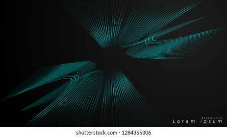 Abstract background of wavy futuristic blue lines. The blue line forms the background of the abstract vector