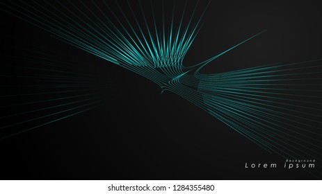 Abstract background of wavy futuristic blue lines. The blue line forms the background of the abstract vector