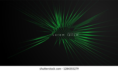 Abstract background of wavy futuristic green lines. The green line forms the background of the abstract vector