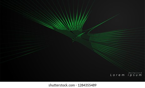 Abstract background of wavy futuristic green lines. The green line forms the background of the abstract vector