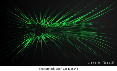 Abstract background of wavy futuristic green lines. The green line forms the background of the abstract vector