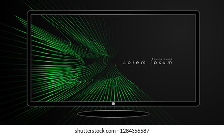Abstract background of wavy futuristic green lines. The green line forms the background of the abstract vector