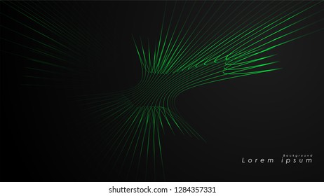 Abstract background of wavy futuristic green lines. The green line forms the background of the abstract vector
