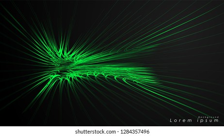 Abstract background of wavy futuristic green lines. The green line forms the background of the abstract vector